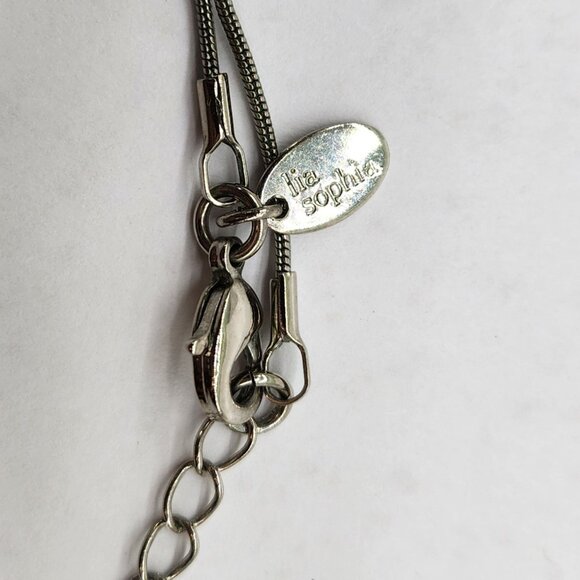 Blue & Clear Crystals with Silver tone Necklace - Picture 6 of 6